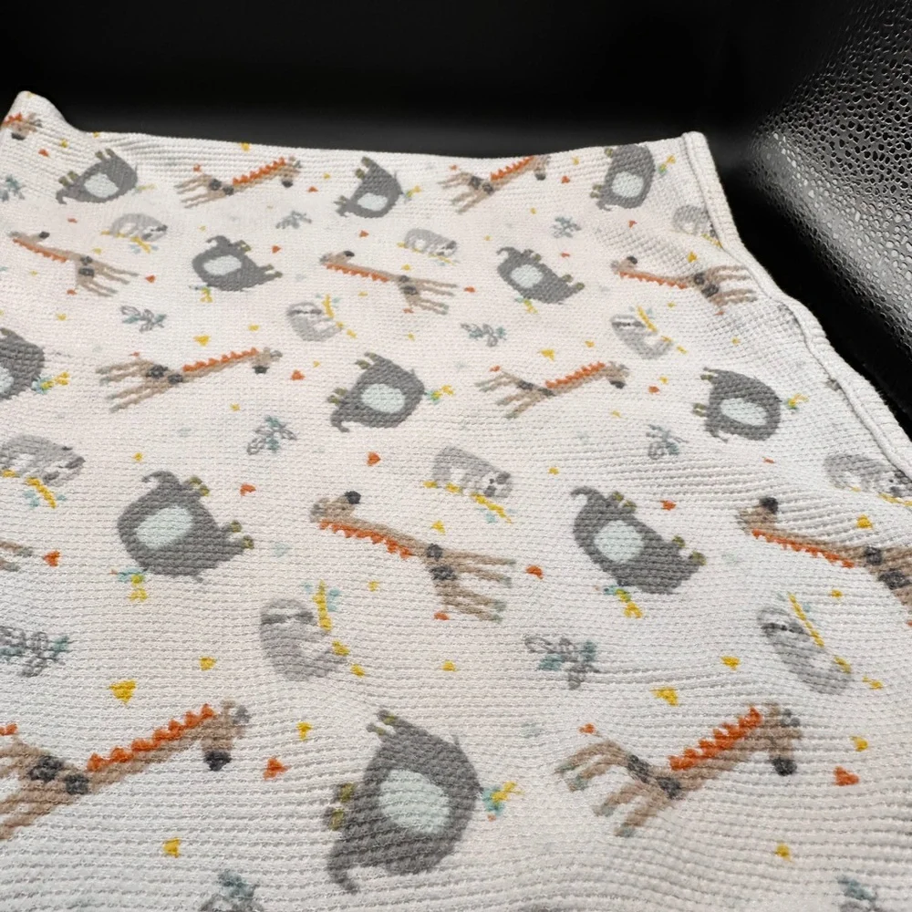 Lullaby Lane Thermal Zoo Animal Elephant Sloth thermal Waffle Weave Baby blanket